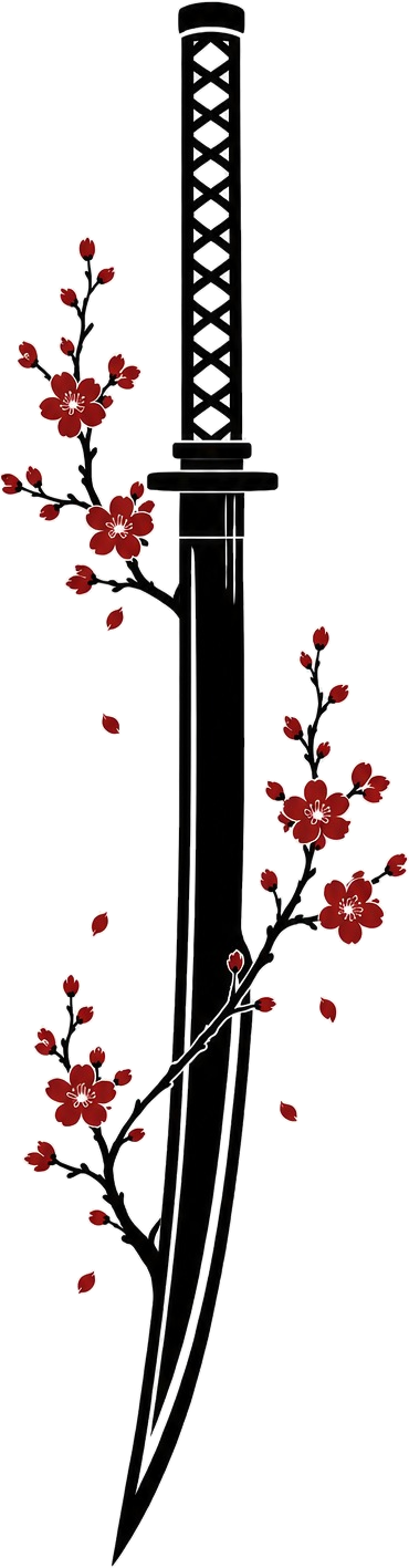 Hanabi katana and cherry blossom embroidery design